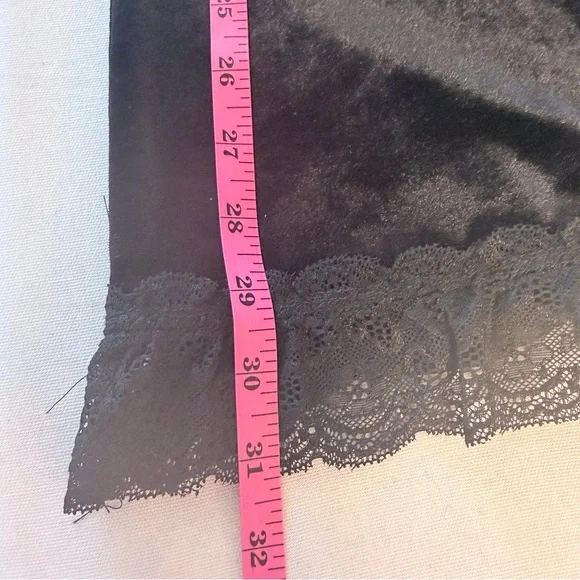 Black Velvety Lace Trim Bootcut Hippie Bohemian Festival Artsy Stretchy Pant M - Picture 9 of 10